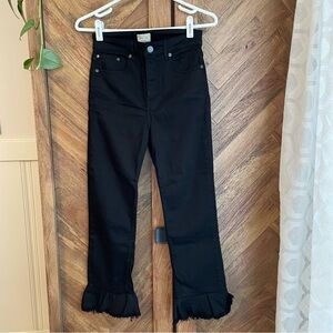 Alice and Olivia Ruffle Hem Jean Black 27